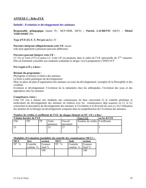 Parcours : Vie et Terre (VT) - UniversitÃ© Paris Diderot-Paris 7