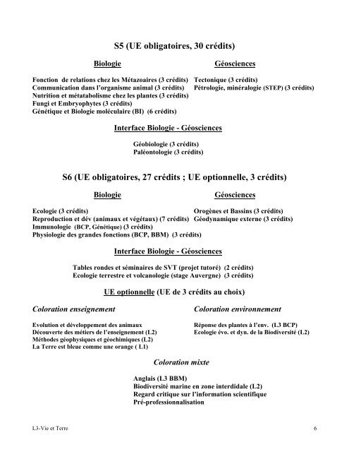 Parcours : Vie et Terre (VT) - UniversitÃ© Paris Diderot-Paris 7