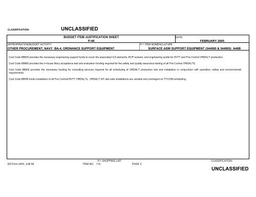 Other Procurement, BA 4 - U.S. Navy