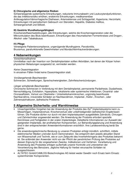 Gebrauchsanweisung iSyÂ® Implantatsystem - Alltec Dental