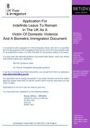 applicant on form SET(DV) - UK Border Agency - the Home Office