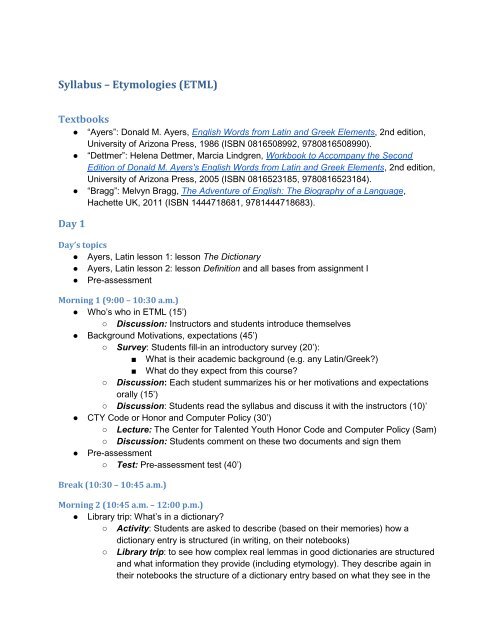 Etymologies ETYM CTY Course Syllabus etymologies-etym-cty-course-syllabus