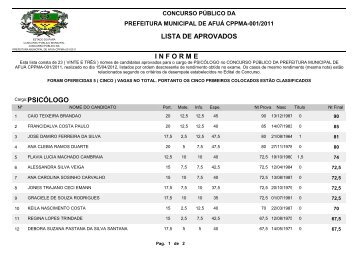 LISTA DE APROVADOS PORTADOR DE NESSECIDADES ... - FIBRA.