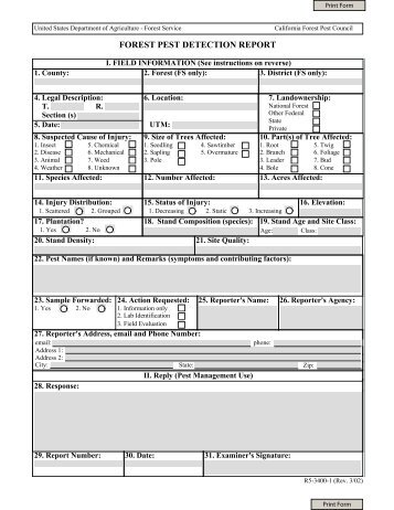 Forest Pest Detection Report Form - California Forest Pest Council