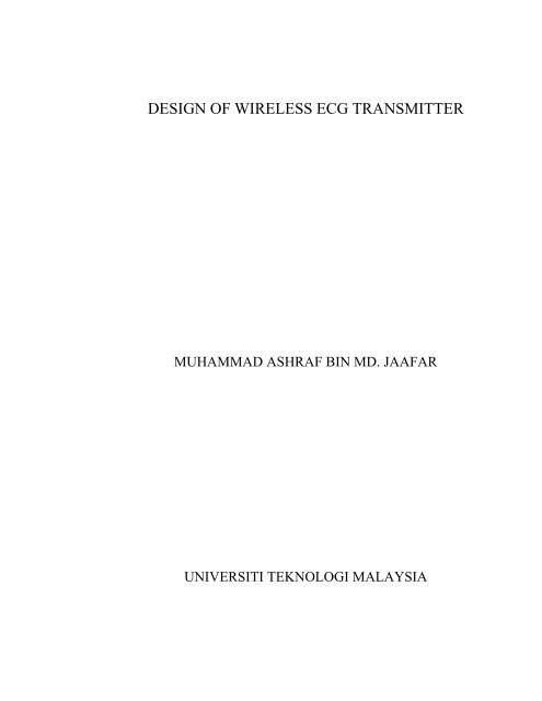 design of wireless ecg transmitter - Faculty of Electrical Engineering