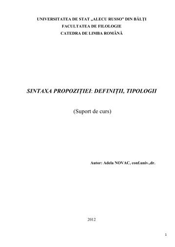 Suport de - Biblioteca ÅtiinÅ£ificÄ a UniversitÄÅ£ii de Stat - Universitatea ...