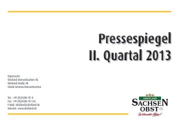 Pressespiegel 2.Quartal 2013 - Obstland DÃ¼rrweitzschen AG