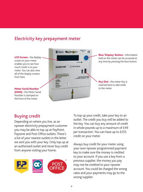 Your electricity key prepayment meter - Npower