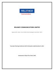 3 rd Quarter - Reliance Communications