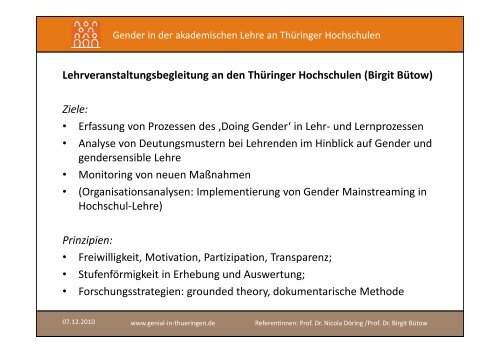 Projekt GeniaL Gender in der akademischen Lehre an ThÃ¼ringer ...