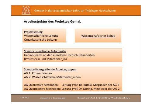 Projekt GeniaL Gender in der akademischen Lehre an ThÃ¼ringer ...