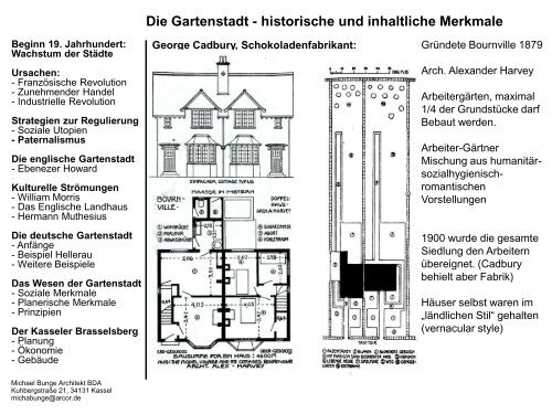 Die Gartenstadt - historische und inhaltliche Merkmale