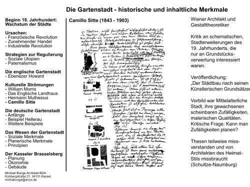 Die Gartenstadt - historische und inhaltliche Merkmale