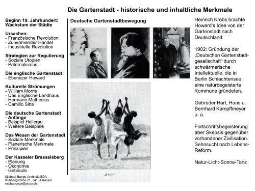 Die Gartenstadt - historische und inhaltliche Merkmale