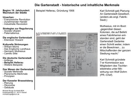 Die Gartenstadt - historische und inhaltliche Merkmale