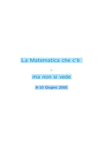 La Matematica che c'è ma non si vede