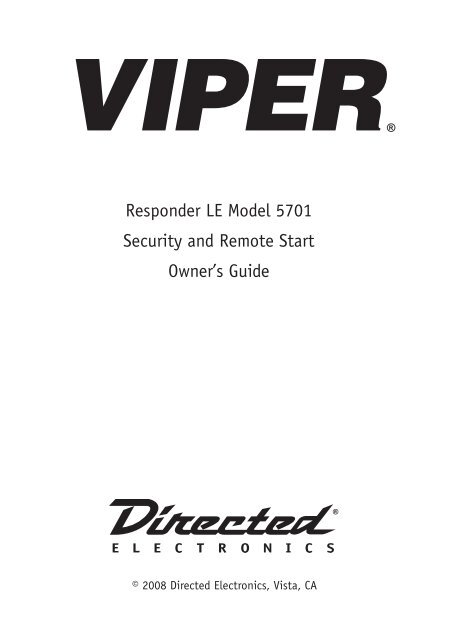 Responder LE Model 5701 Security and Remote Start Owner's Guide