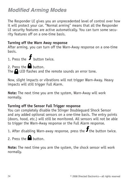 Responder LE Model 5701 Security and Remote Start Owner's Guide