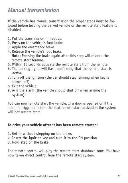 Responder LE Model 5701 Security and Remote Start Owner's Guide