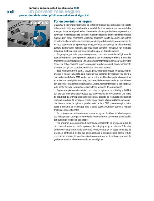 Informe sobre la salud en el mundo 2007 - World Health Organization