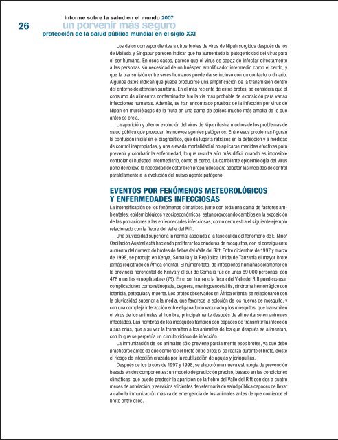 Informe sobre la salud en el mundo 2007 - World Health Organization