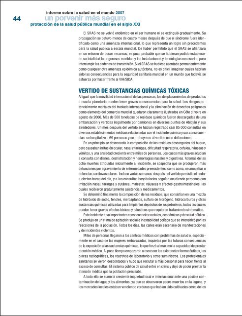 Informe sobre la salud en el mundo 2007 - World Health Organization