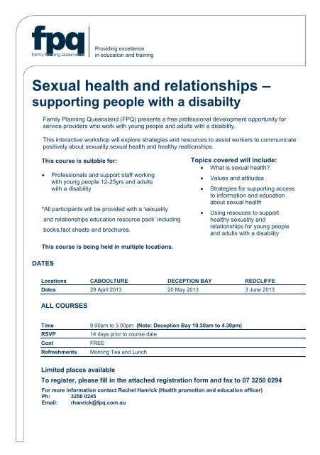 Sexual health and relationships – - Family Planning Queensland