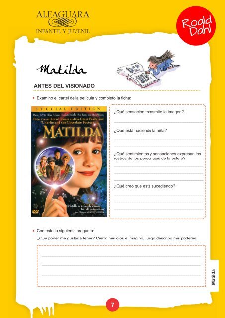 Guía de Cine + Literatura Matilda - Alfaguara
