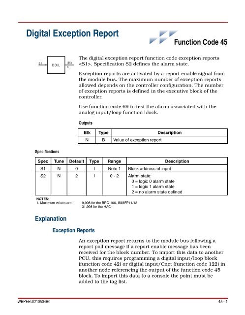 FC 45 - Digital Exception Report - ABB SolutionsBank