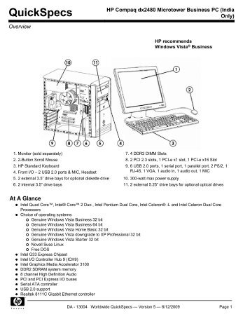 HP Compaq dx2480 Microtower Business PC (India Only) - Mascom ...