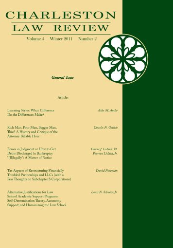 Volume 5 Winter 2011 Number 2 - Charleston Law Review