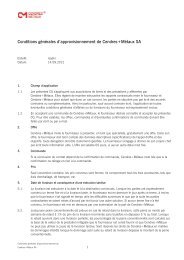 Conditions générales d'approvisionnement de Cendres+Métaux SA