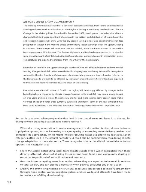 Adaptation of water resources management to climate change