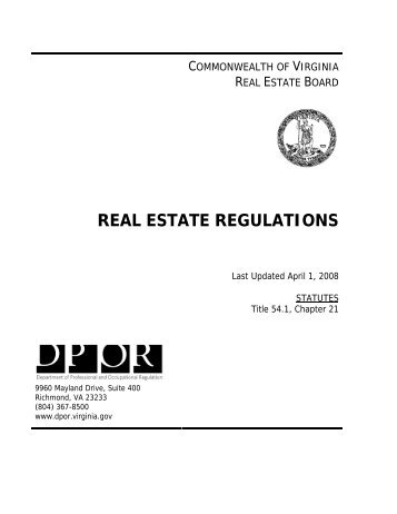 Virginia Real Estate Board - Virginia Department of Professional and ...