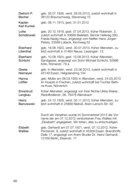 Weihnachten 2013 - Stadtgemeinschaft Tilsit eV - Ostpreußen