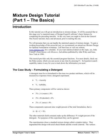 Mixture Design Tutorial (Part 1 â The Basics) - Statease.info