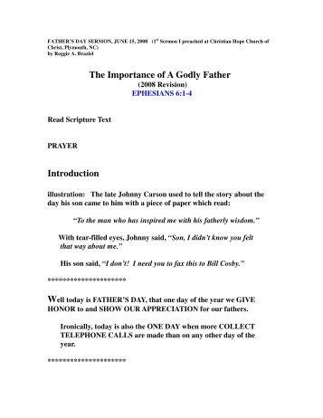 The Importance Of A Godly Father - Christian Hope Church Home