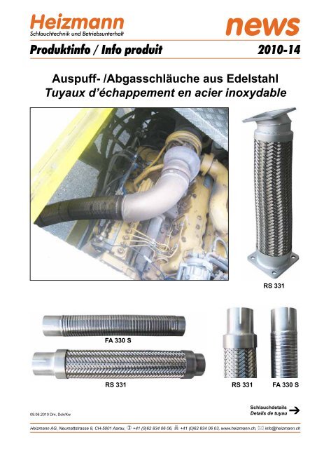 Auspuff- /AbgasschlÃ¤uche aus Edelstahl - Heizmann AG