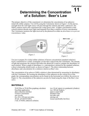Determining the Concentration of a Solution: Beer's Law - Vernier ...