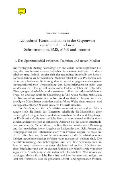 Liebesbrief-Kommunikation in der Gegenwart zwischen alt und neu ...