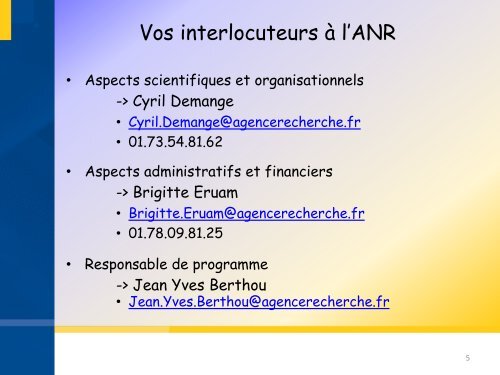 PrÃ©sentation de l'ANR â Cyril Demange - Project web sites