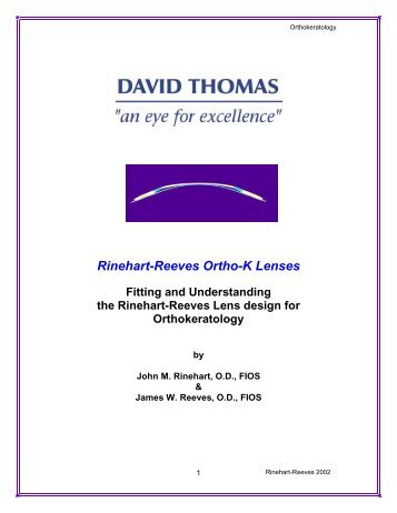 Rinehart-Reeves Ortho-K Lenses Fitting and Understanding the ...