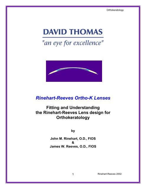 Rinehart-Reeves Ortho-K Lenses Fitting and Understanding the ...