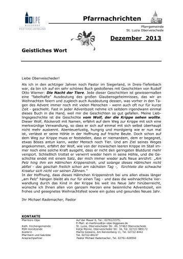 Pfarrbrief Dezember 2013 - Pastoralverbund Olpe-Biggesee