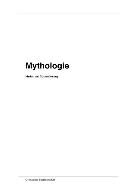 Mythologie Titelblatt - Gymnasium Interlaken