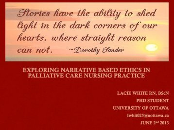 exploring narrative based ethics in palliative care nursing practice