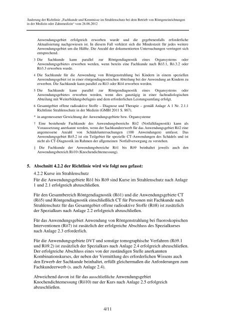 1/11 Die Richtlinie „Fachkunde und Kenntnisse im Strahlenschutz ...