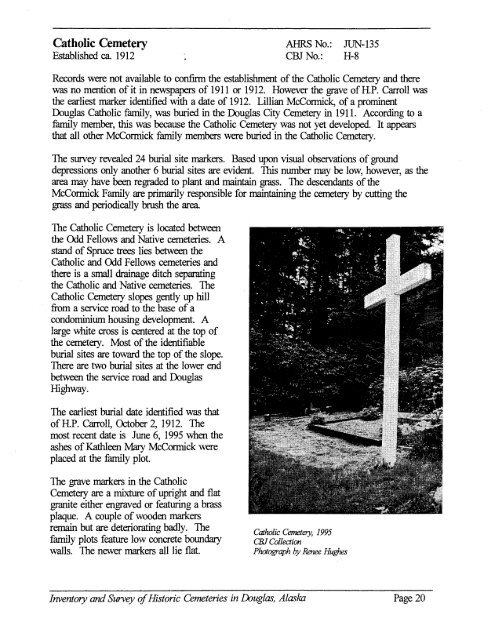 HISTORIC CEMETERIES - The City and Borough of Juneau