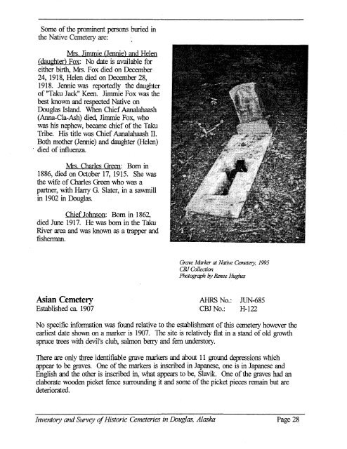 HISTORIC CEMETERIES - The City and Borough of Juneau