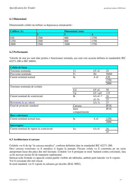 Specificatii generale pentru tablouri de medie ... - Schneider Electric